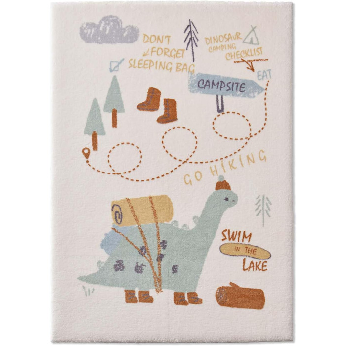 Taracarpet Rug for Children's Room - Children's Rug and Teenager's Rug - Soft, Cozy, and Soft in Various Designs (Dino, Camping) - 160x230 cm