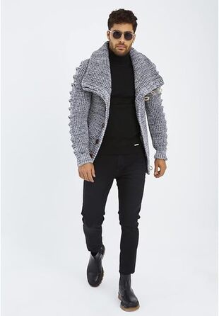 Чоловічий кардиган Leif Nelson з ґудзиками, Regular Fit, сірий та чорний колір, для повсякденного та ділового стилю