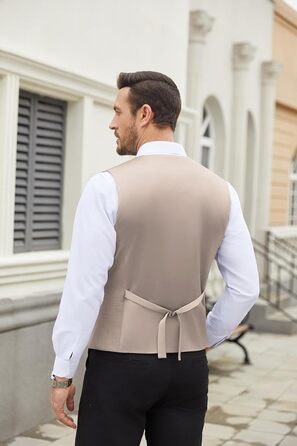 Кожаний жилет чоловічий COOFANDY - стильний західний жилет, V-подібний виріз, 3XL, кольору шампань