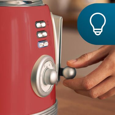 Тостер Cecotec Toaster 2 Scheiben Toast&Taste 1000 Retro Double: 980 Вт, 2 слоти, нержавіюча сталь, регулювання потужності, піддон для крихт (червоний)