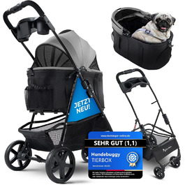 Візок для собак до 10 кг, візок для маленьких собак, складний з QuickFold, візок для котів сірого кольору