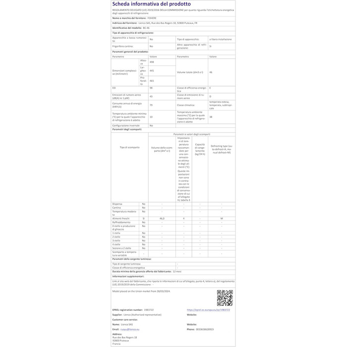 Міні-холодильник FOHERE 46L з відділенням для льоду | Компактний холодильник | Регулювання температури, енергозбереження, тиха робота | Холодильник для напоїв, ідеальний для офісу, кемпінгу та геймінгу | Змінний бік відкривання дверцят | Чорний