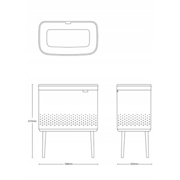 Кошик для білизни BRABANTIA Bo 60 л — сталевий, чорний матовий