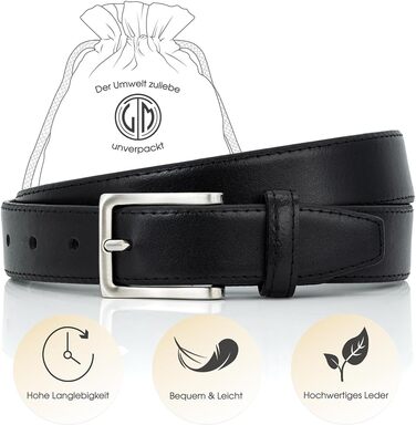 Чоловічий шкіряний ремінь Lindenmann, 30 мм, чорний, довжина 110 см