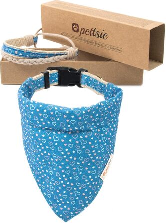 Pettsie Dog Bandana with Collar and Friendship Bracelet, Adjustable Sizes S, M, and L, Detachable Bandana Fabric, Attractive Packaging Included, Dog Lover, L (L 45.7-66cm, Blue)