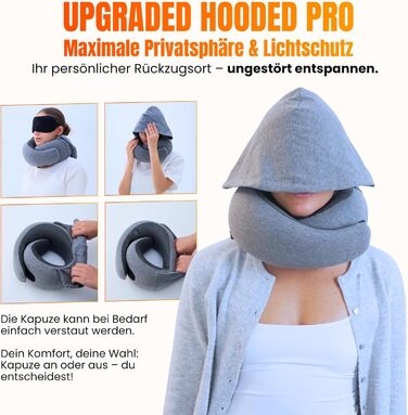 Подушка для шиї в літак, авто: 100% бавовна, Memory Foam, зручна, легка, повний набір для подорожей (маска для сну, беруші) - (Sakura Pink, Hooded Pro)