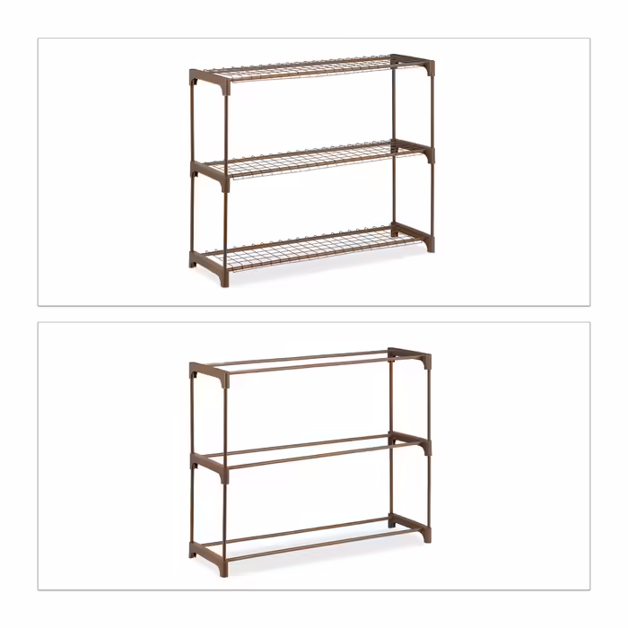 Relaxdays Brown Flower Shelf Metal 3 Tiers