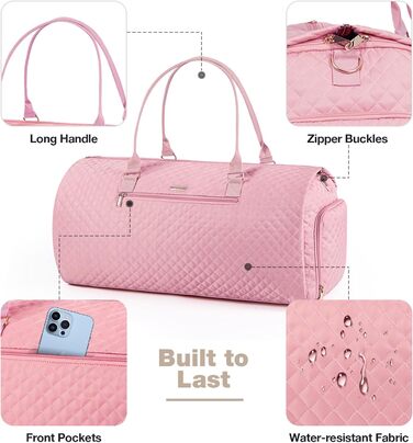 Чемодан-мішок 2 в 1 для жінок, великий складний дорожній мішок Weekender з 6 органайзерами для одягу та відділенням для взуття, спортивна сумка для подорожей, ручна поклажа, чорний (2.рожевий, 50 л)