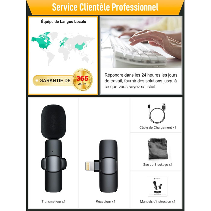 Бездротовий петличний мікрофон Lavalier з Lightning-роз'ємом для iPhone/iPad/Android. Безшумовий, 120м, CP1(A)