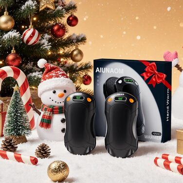 Електричний підігрівач для рук 2 шт. з регулюванням температури (45°C, 50°C, 55°C), 5000mAh, магнітний, компактний, чорний