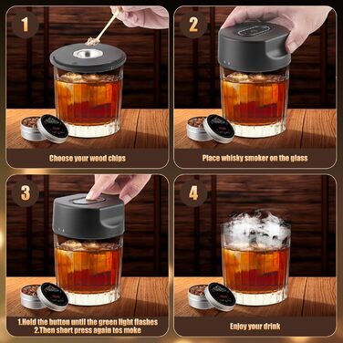 Електричний набір для копчення коктейлів та віскі з 6 ароматами, Infuser для віскі, подарунок для любителів коктейлів