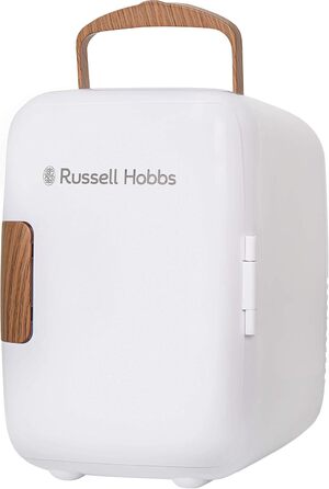 Russell Hobbs Mini Portable Cooler & Warmer - Drink, Beauty & Skincare - AC/DC - Scandi Style White & Wood Effect