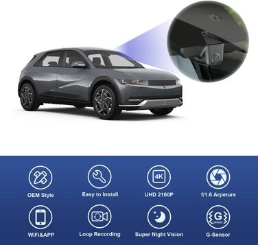 Відеореєстратор Fitcamx 4K UHD для Hyundai IONIQ 5 (2022-2024) SEL Limited з автозатемненням дзеркала, WiFi, нічна зйомка, G-сенсор, 64GB, Plug & Play