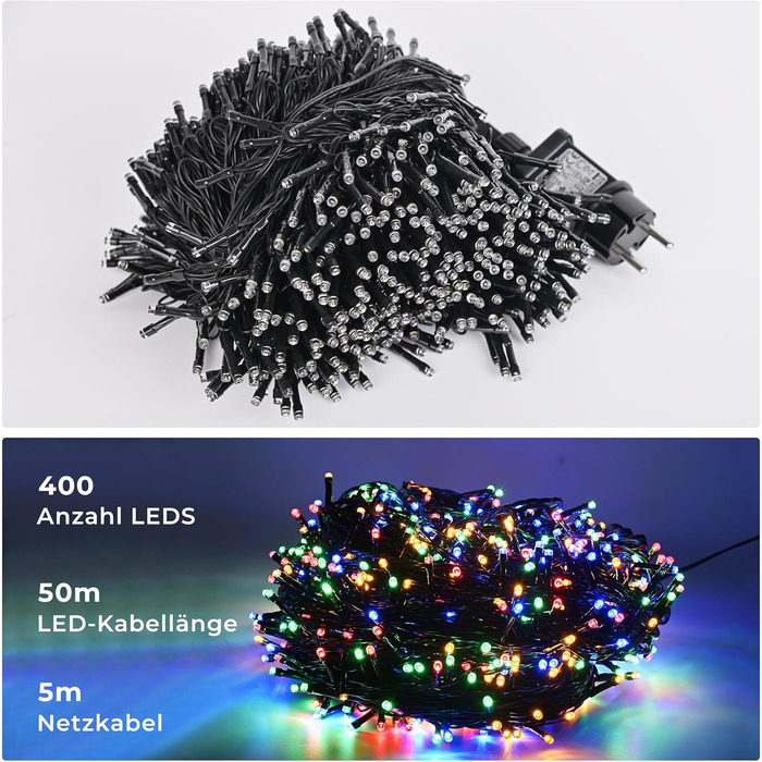 LED гірлянда для декорування приміщень та вулиці, 100 м, 800 LED, 8 режимів, таймер, пам'ять, тепле світло. Підходить для ялинки, вечірки, весілля, саду, балкону.