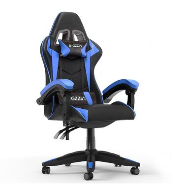 Геймерське крісло Racingreat Ergonomic: регульоване, з підголівником, PU-шкіра, для підлітків та дорослих, блакитне