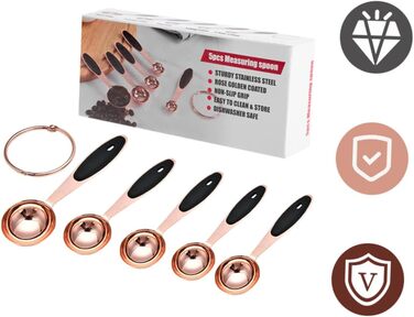 2-piece measuring spoons in rose gold measuring cup, kitchen baking utensils, stainless steel, stainless steel spoons, cocktail spoons, baking molds, stainless steel kitchen accessories, rose gold, stainless steel.