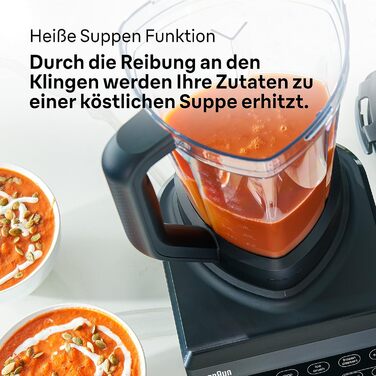 Braun PowerBlend 9 JB9040 High-Performance Blender – Stand Mixer with Glass Mixing Jug, 18 Mix Programs, 10 Speeds + Pulse Function, Hot Soup Function, Cleaning Program, Masher, 1600 W, Black