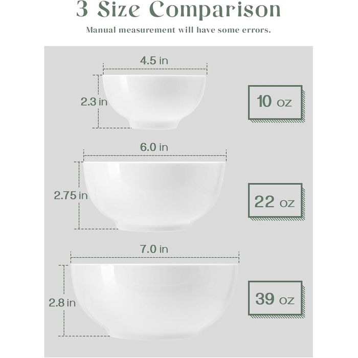 Набір супових тарілок DOWAN (4 шт.) 650 мл, 1100 мл, білі керамічні тарілки для кухні, супові та паста