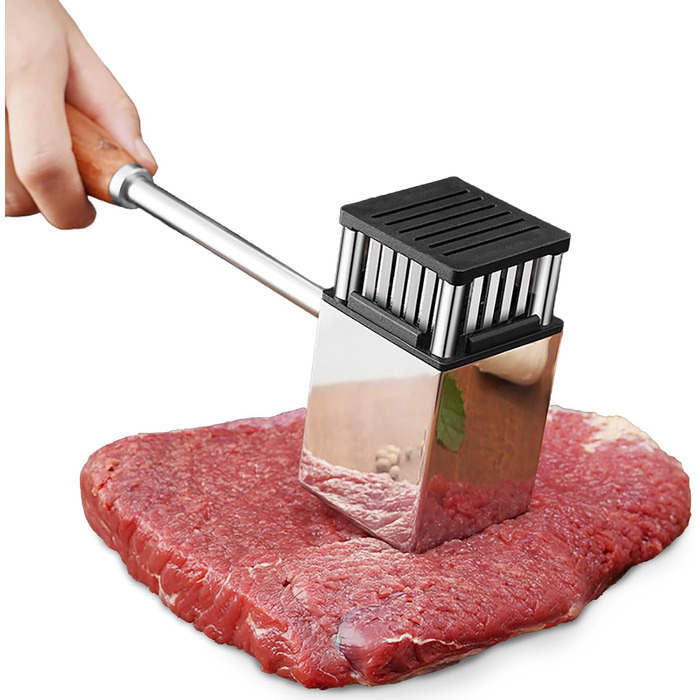 М'ясорубка-молоток Fleischklopfer з нержавіючої сталі з антиковзним руків'ям, для стейків, шніцелів, яловичини, свинини, курки