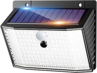 nipify Сонячна лампа з датчиком руху, 168 LED, 3 режими, IP65, для вулиці, саду, тепле та холодне світло, 6 штук