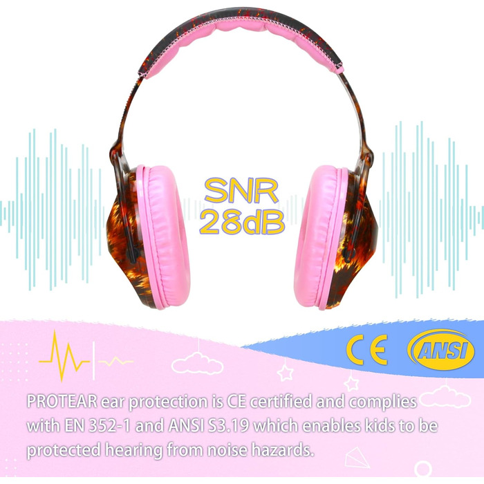 Навушники для захисту від шуму для дітей з аутизмом, для малюків та підлітків, ідеальні для феєрверків та концертів, SNR 28 dB