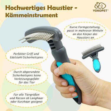 Видалення ковтунів для собак та котів з довгою шерстю | Щітка для підшерстка | Розплутування, видалення ковтунів та підшерстка | Розчіска для собак та котів | Зелений (Блакитний)