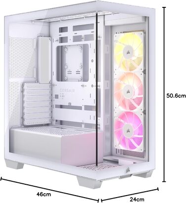 Корпус ПК CORSAIR 3500X ARGB Mid-Tower ATX з загартованим склом, білий - з 3 вентиляторами CORSAIR RS120 ARGB