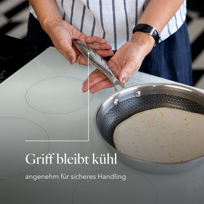 Набір сковорідок Florina Bratpfannen з нержавіючої сталі (20, 24, 28 см) | 3 шт. | 3-шарова конструкція | Алюмінієвий сердечник | Для духовки | Ергономічна ручка | Дзеркальний блиск | Для всіх типів плит | Aristo