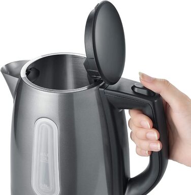 Електричний чайник SEVERIN WK 9540 сірий металік/чорний, 1,0 л, 2200 Вт, Single