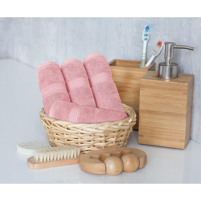 Utopia Towels 8-Piece Premium Towel Set, 2 Bath Towels, 2 Hand Towels, and 4 Washcloths, 600 g/m², 100% Ring-Spun Cotton, Fitness Studio, Hotel, and Spa (Dusty Rose)