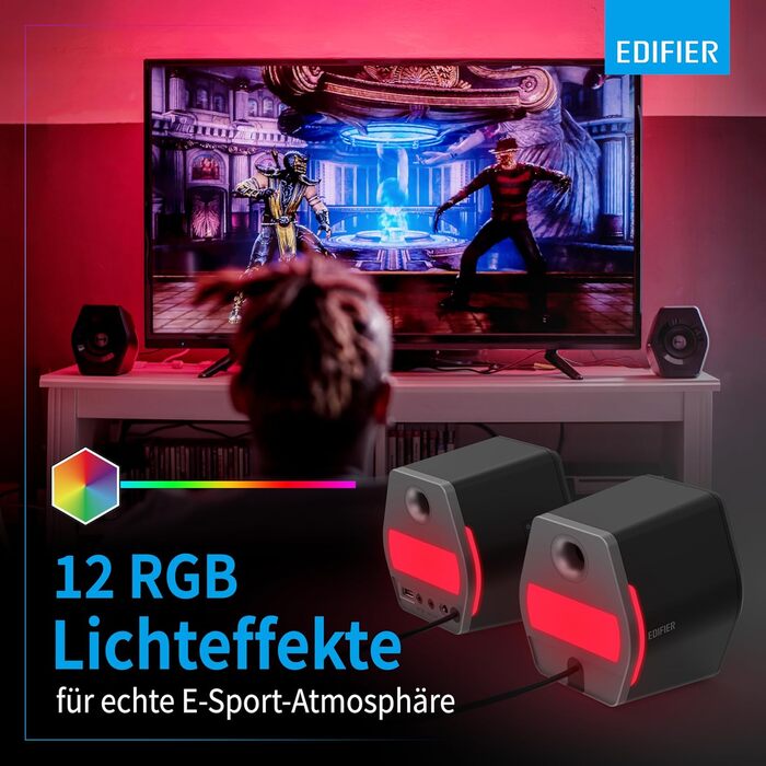 Edifier G2000 - Ігрова Bluetooth колонка з RGB підсвічуванням та 3 режимами звучання (Чорний)