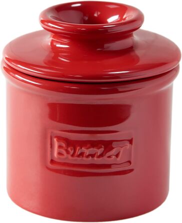 Butter Bell - The Original Butter Bell by L. Tremain, French Ceramic Butter Dish for Spreadable Butter, Maraschino Red, Glossy Surface, Retro Café Collection