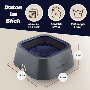 Napfgeflüster® Bella - Миска для води для собак та котів, 1л, не проливається, для подорожей