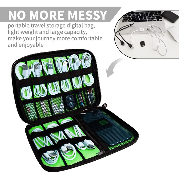 Організатор для кабелів та аксесуарів для подорожей: жорсткі диски, зарядні пристрої, SD-карти. Beige & Kabelbinder, Klein