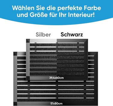 Килимок для дому та вулиці 40x60 см, алюмінієвий каркас срібного кольору, Polypropylene волокна