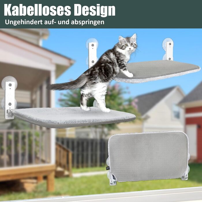 Кішка лежанка на вікно GUUSII HOME - гамак для котів, сіра, L (до 25 кг)