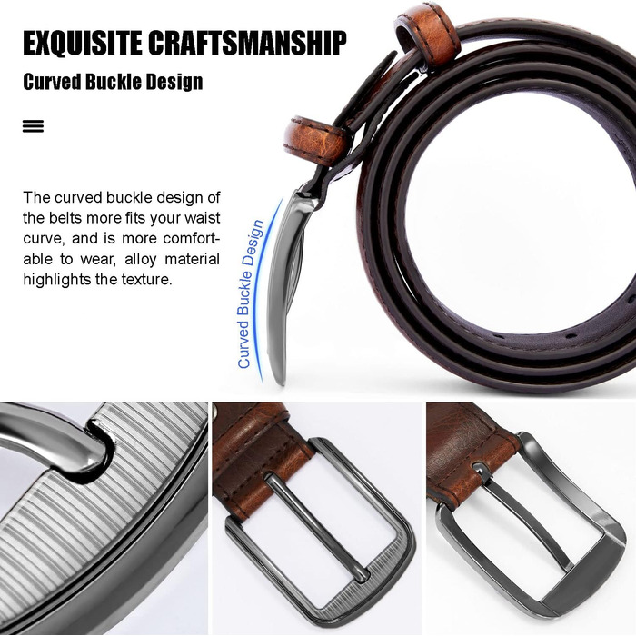 Чоловічий шкіряний ремінь GSG Since 1998 - класичний дизайн, 37 мм, для бізнесу та офіційних заходів, подарункова коробка, темно-коричневий