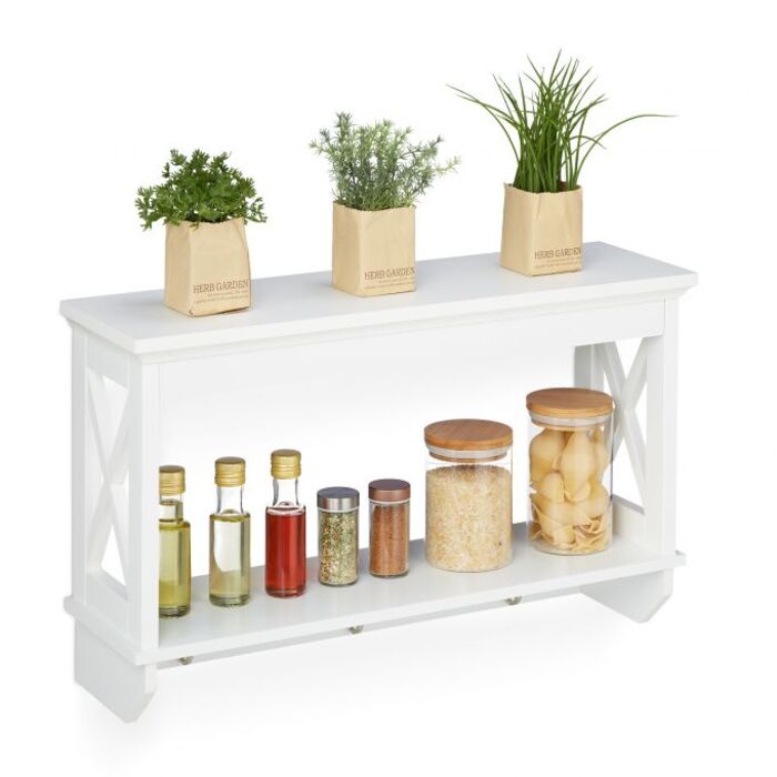 Relaxdays Wall Shelf with 3 Hooks
