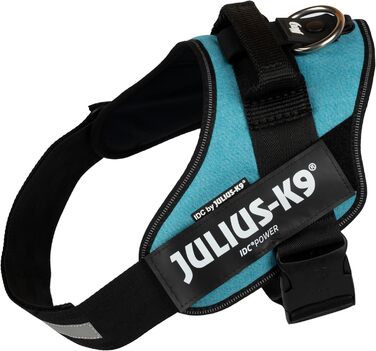 Відбиваючий повідок для собак IDC Powergeschirr, S, з логотипом, регульований, дихаючий, для малих, середніх та великих собак (Бірюзовий, L/1)