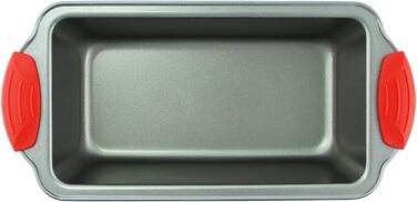 Loaf Pan - Premium Non-Stick Loaf Pan Made of Steel by Boxiki Kitchen | Professional Non-Stick Baking Pan for Baking Banana Bread, Meatloaf, and Pound Cake | 21.5 x 11.5 cm, with Red Silicone Grips
