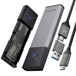 Зовнішній корпус-адаптер iDsonix M.2 NVMe та SATA SSD на USB 3.2 Gen 2 10Gbps, алюмінієвий, без інструментів, підтримка M-Key/B+M Key (2230/2242/2260/2280), сірий