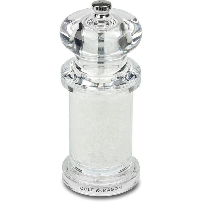 Cole & Mason H50502P 505 Salt Mill, Acrylic, 140mm, Precision+ Ceramic Grinder, Includes 1 x Salt Mill