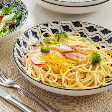 Набір супових тарілок Vancasso HARUKA, 4 шт., 1000 мл, чорний керамічний посуд