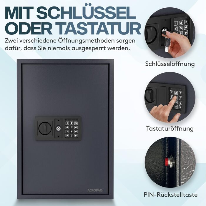 Шкафчик для ключів ACROPAQ з кодовим замком – на 100 ключів, з 100 брелоками, з електронним захистом. Великий сейф для ключів, кодовий замок, ключовий сейф
