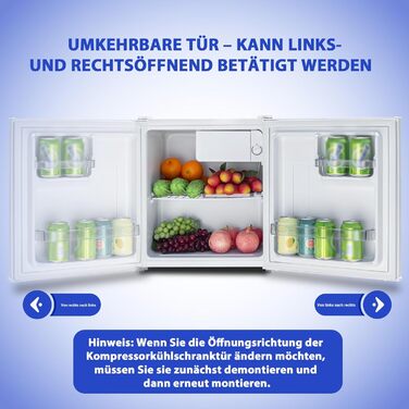 Міні холодильник 45L, білий, без морозильної камери, тихий, для кухні, офісу, спальні, невеликих квартир, готелів, 0-10°C
