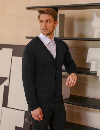 Чоловічий кардиган iClosam з V-подібним вирізом: легкий, стильний, чорний, розмір M