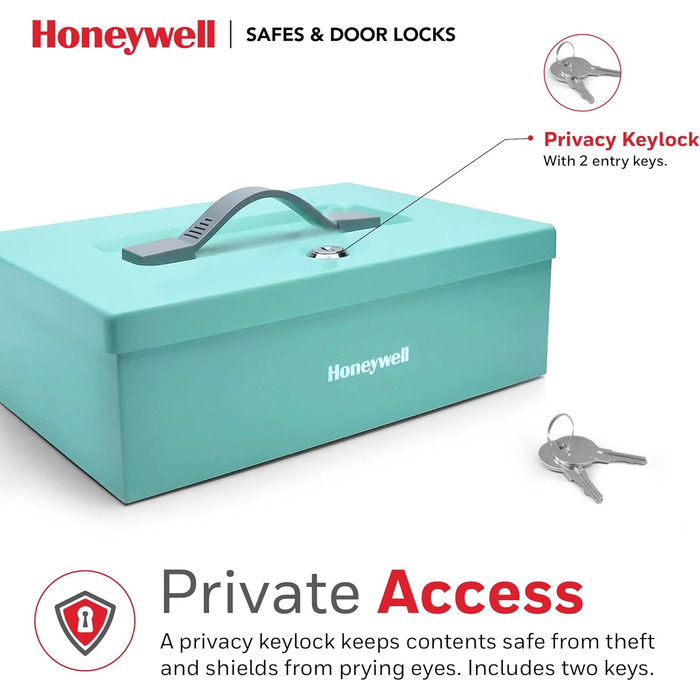 Honeywell 6104 Tresor Minisafe: вогнестійкий сейф для документів, 5 л з ключовим замком (блакитно-зелений)