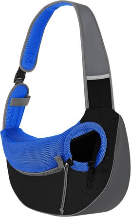 Сумка-переноска для собак Pawaboo з кишенею для дотику, регульована сумка для собак, переноска для тварин для прогулянок на відкритому повітрі, чорна (Індиго, M)