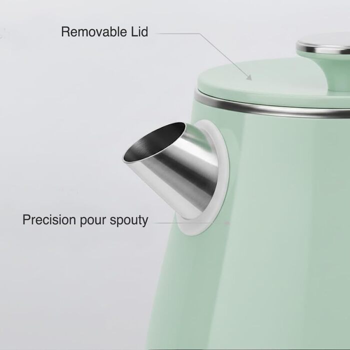 Електричний чайник MULIN Retro, 1.8 л, 2200 Вт, з поворотним підставою 360°, швидке кип'ятіння, автоматичне вимкнення, зелений