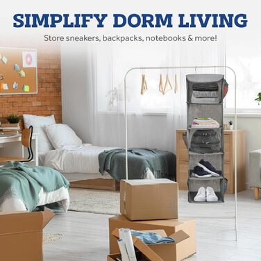 Настінна полиця-органайзер з 5 відділеннями для шафи - міцна та довговічна, з металевими гачками та каркасом, легкий доступ, для зберігання, кемпінгу